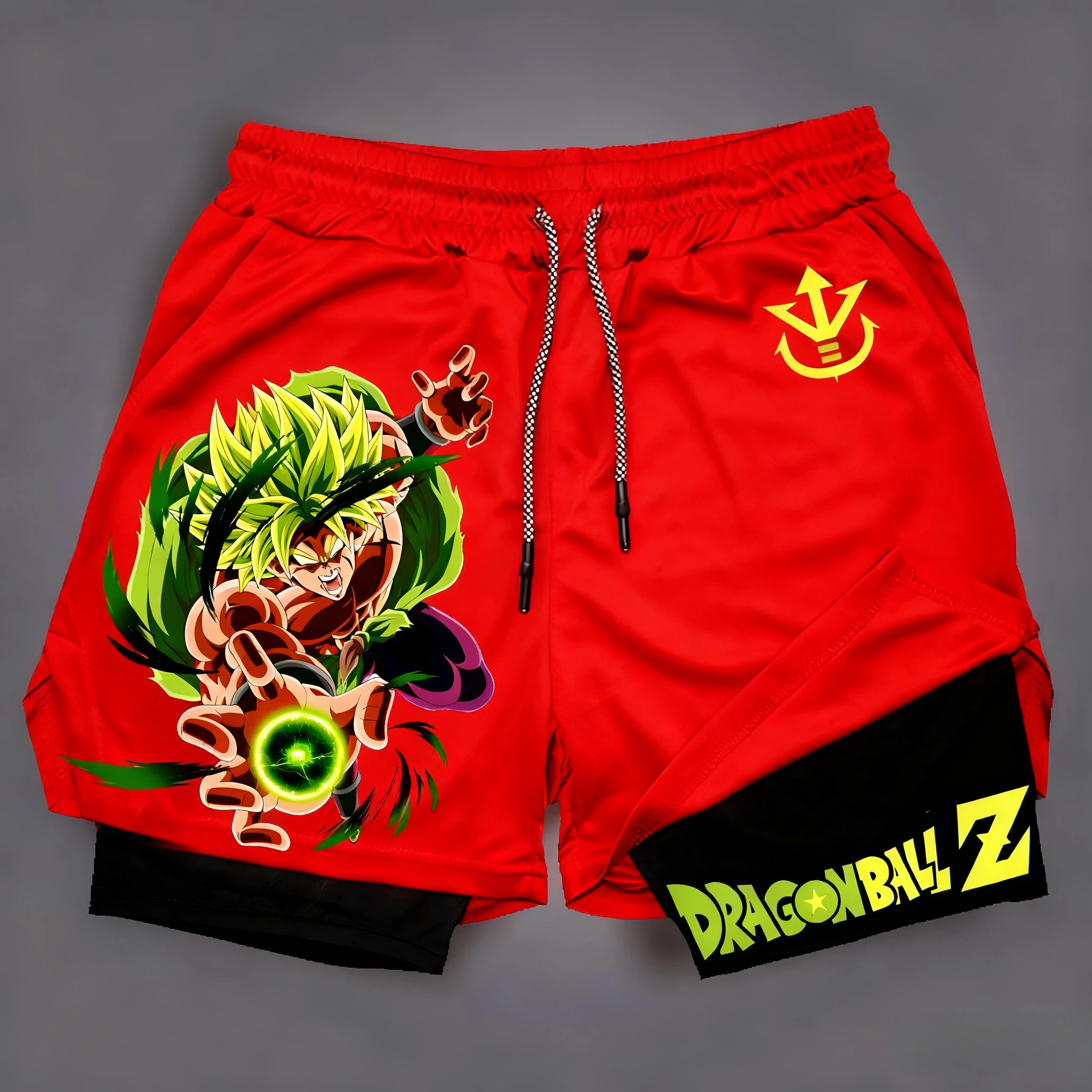 Dragon Ball Joint Double Layer Shorts 2025 Summer Men's Y2K New Broli Anime Printed Gym Training Swimming 2-in-1 Sports Shorts view 3