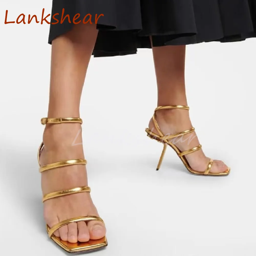 

Strange Style Square Toe Women Sandals Niche Design Fashion Summer Ankle Strap Buckle Strap Solid Sexy Women Shoes New Arrivals