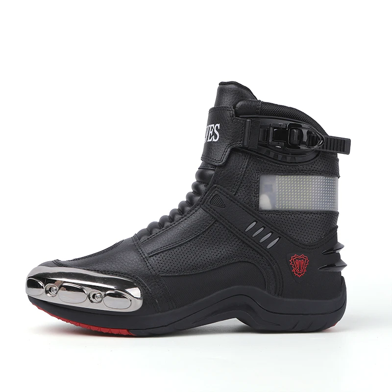 Anti-slip Motorcycle Shoes Shock Absorption Motorcycle Boots Shift Anti-skid Pads Men's Boots Wear Resistant Biker Boots 37-47