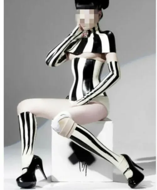 

Hot Student Uniform Latex Pure Rubber Black and White Lace Skirt 0.4mmSize S-XXL