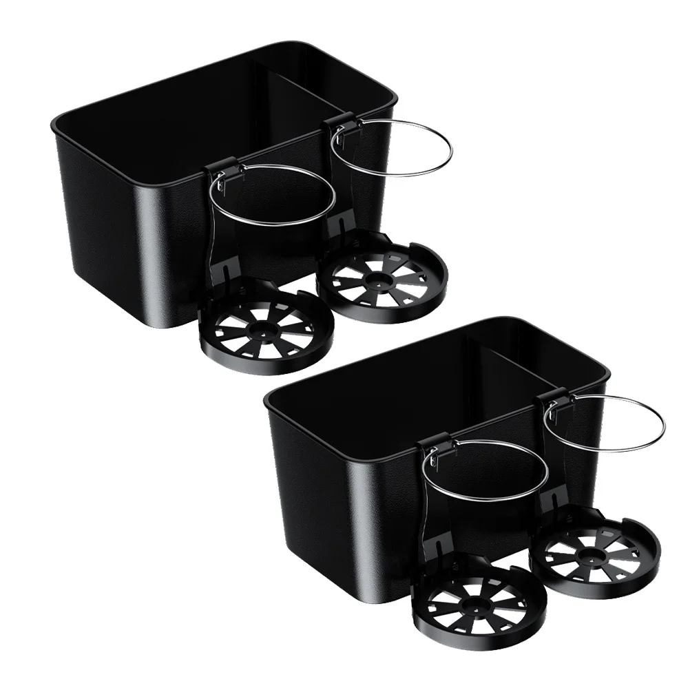 

2Pcs Car Organizer Box ABS Sturdy Armrest Storage with Cup Holder and Tissue Compartment Multi-Functional Automotive Interior