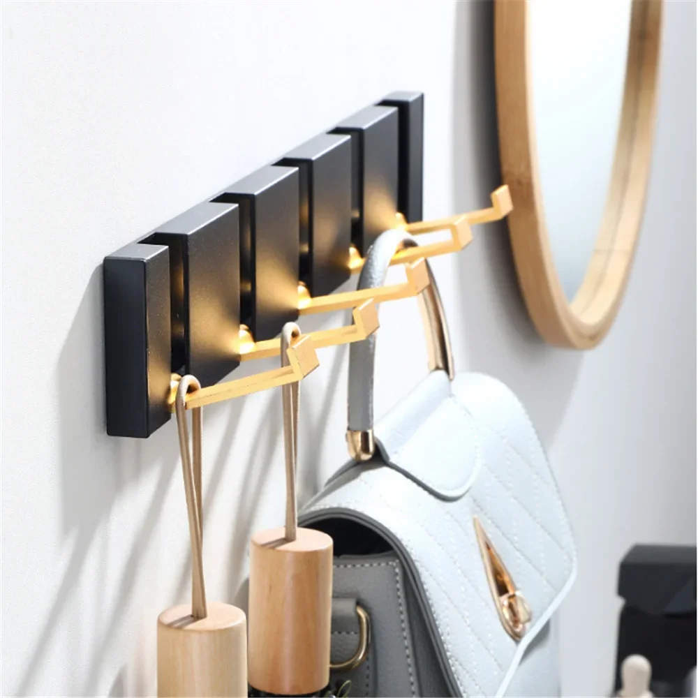 

Aluminum Black Towel hanger Robe Hook Folding Clothes Hook Black Gold Clothes Rack Hanger Door Hanger Wall Mounted