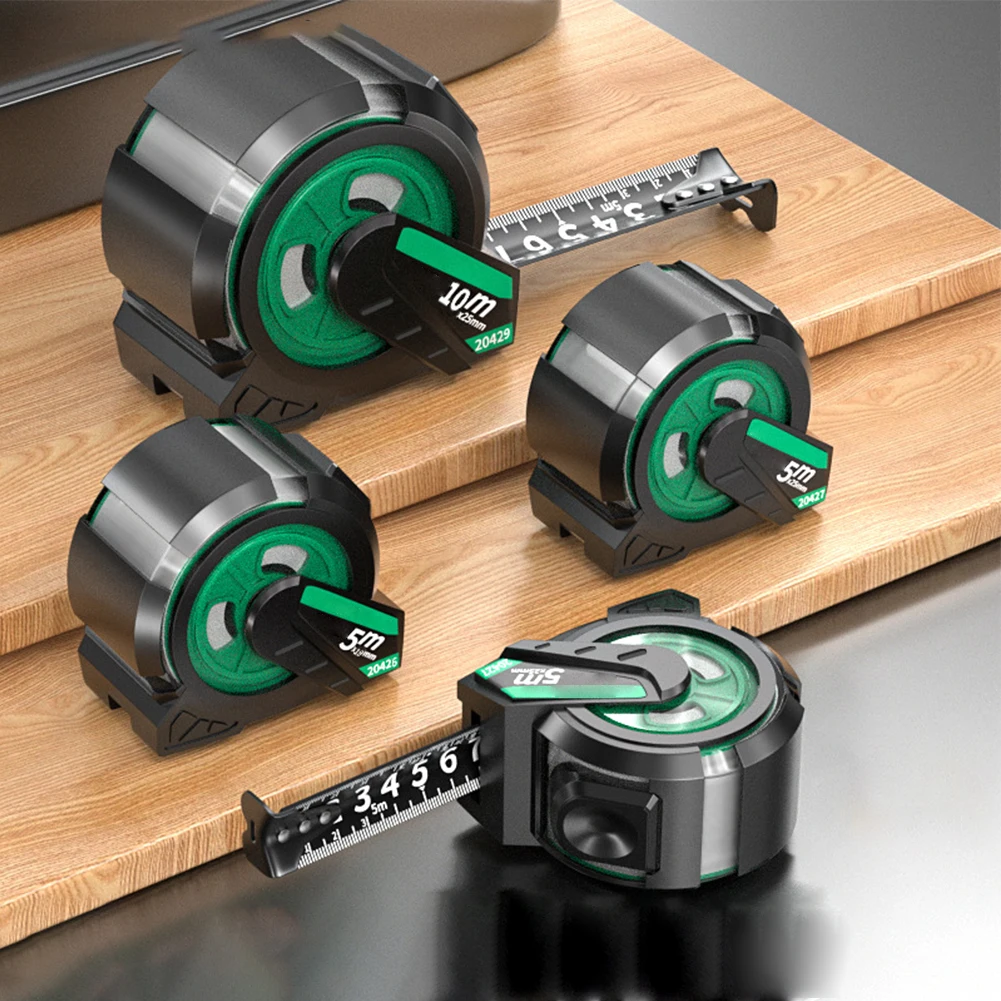 Handheld Tape Measure with Automatic Lock Function and Anti Slip Coating for Efficient Single Hand Use in Construction Tasks