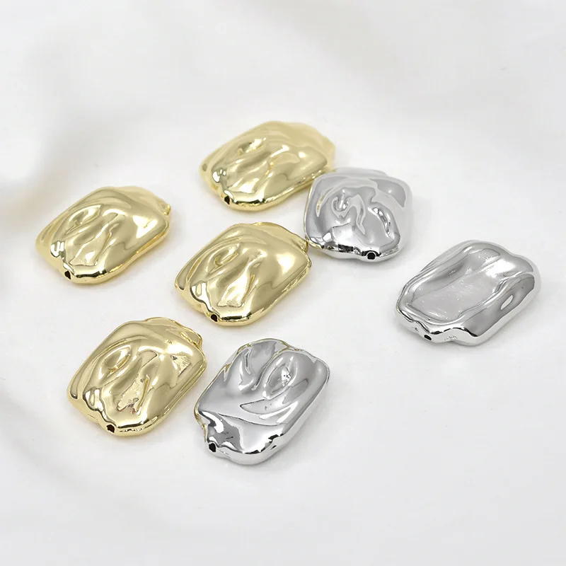 14k Gold-plated Imitation Baroque Special-shaped Flat Rectangular Irregular Straight Hole Beads DIY Bracelet Earrings Material
