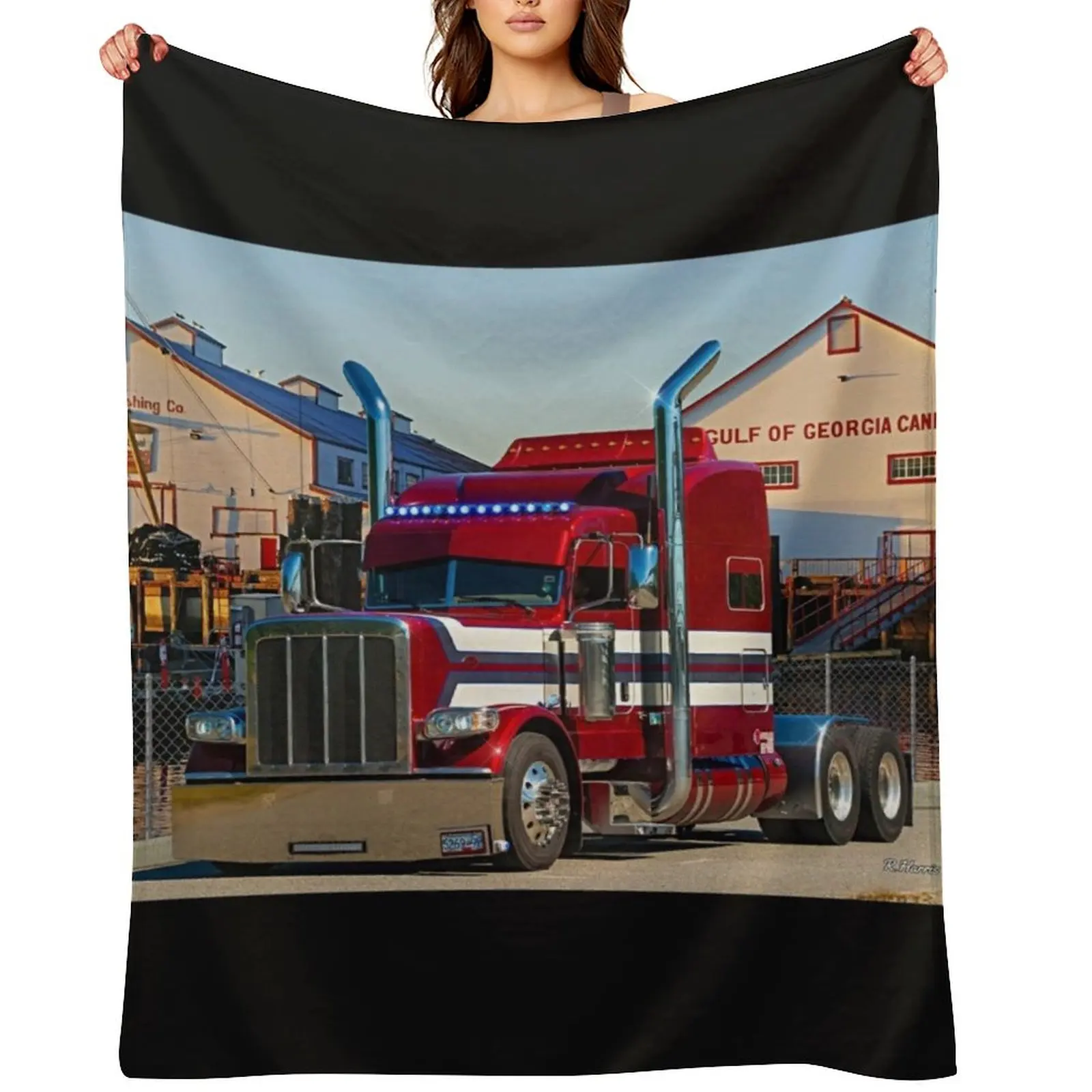 

Peterbilt with blue lights Throw Blanket Winter beds Travel Single Decorative Beds Blankets