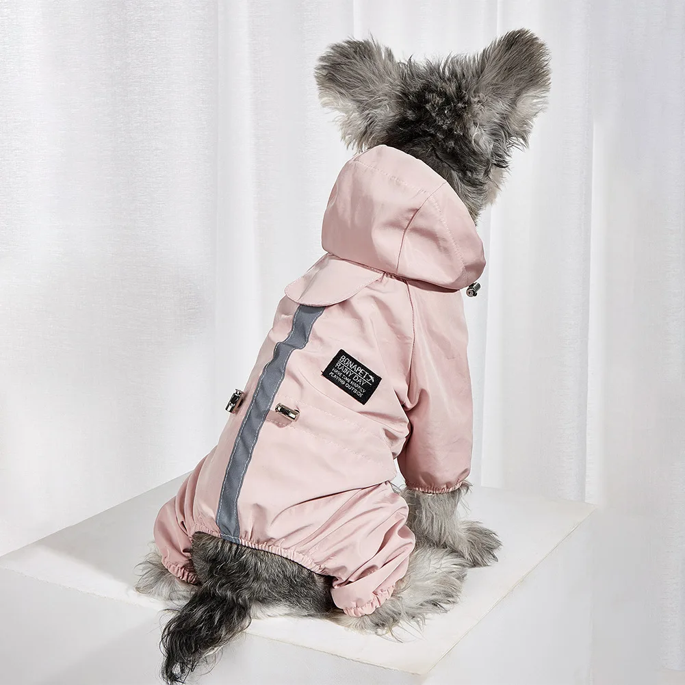 Wasserdichter Hunderegenmantel, reflektierende Kapuze, wasserdichte Jacke, Haustier-Overall, kleine Hunde, Outdoor-Zubehör, französische Bulldogge, Chihuahua – Detail 4