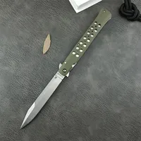 Cold Limited Edition Ti-Lite Flipper Folding Knife AUS8 Clip Point Blade Green G10 Handles Outdoor Camping Hunting Pocket Tool
