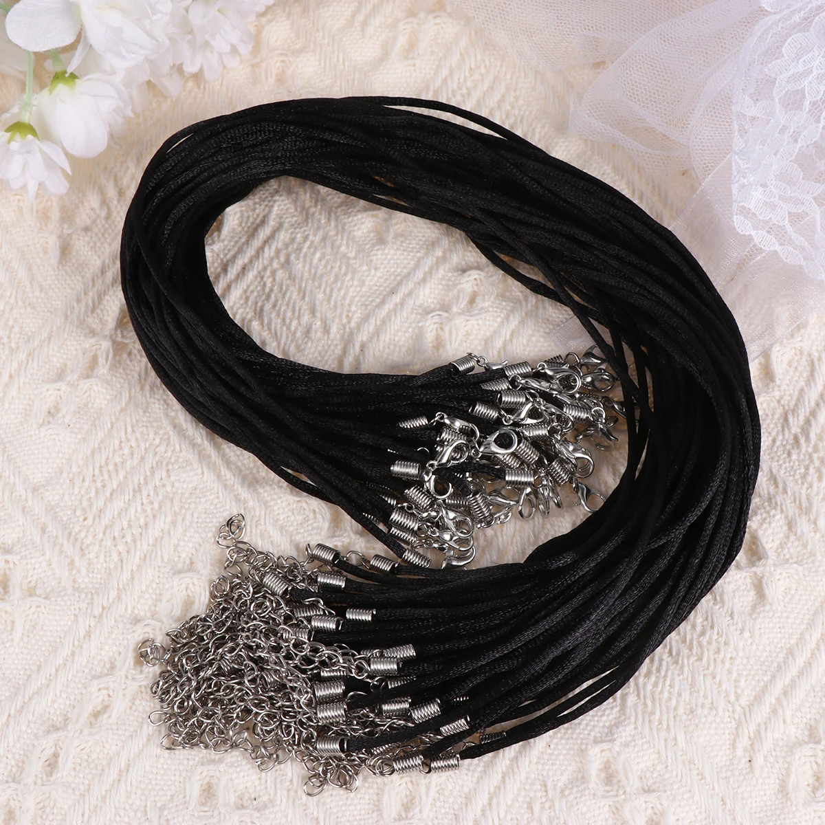 

100 PCS Chinese Knotted Necklace Cord with Clasp Beading Accessories