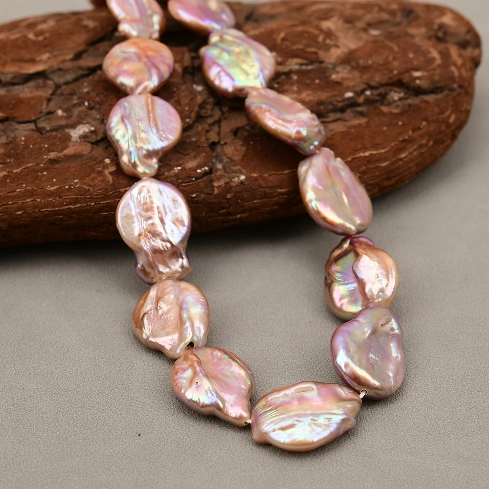 

APDGG 1 Strand Freshwater Natural Lavender Color Coin Keshi Pearl Loose Beads Strands Necklace Bracelet Jewelry DIY