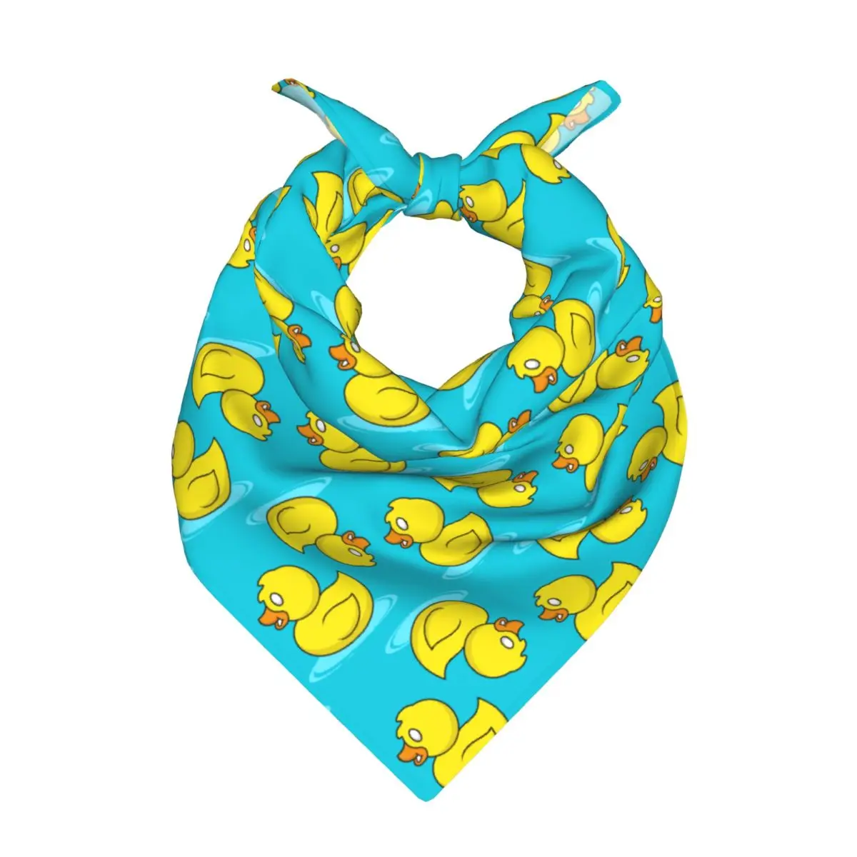 Yellow Classic Ducks Graphic Square Scarf Soft Breathable Daily Kerchief
