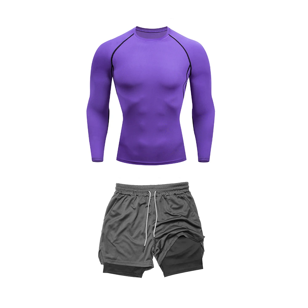 

Men's Running Sets Summer Sportswear Gym Fitness Suits Quick Dry T-Shirts Short Sports Clothing Workout Training Sport Tracksuit