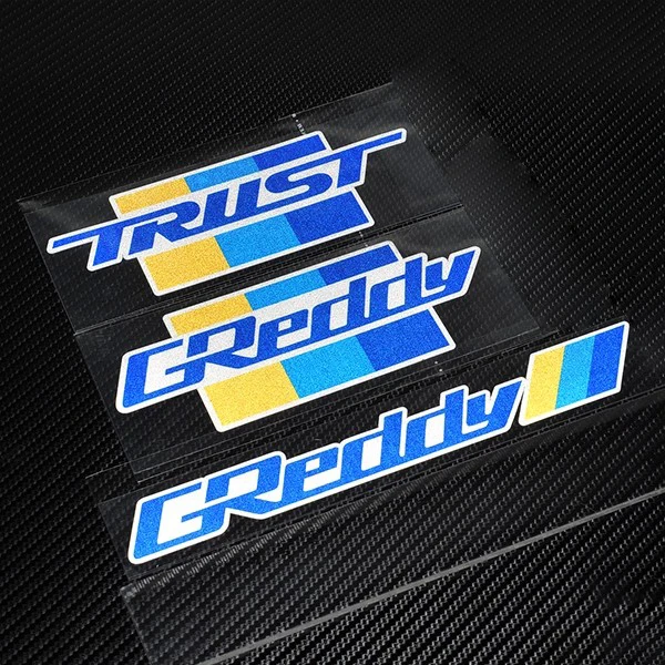 

Текстные наклейки TRUST & GREDDY (синий, желтый, белый цвет), водонепроницаемые клейкие наклейки для декора автомобиля