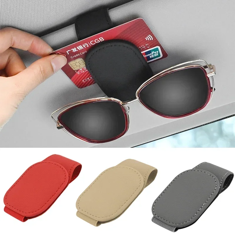 Magnetic Leather Eyeglass Hanger Clip Universal Car Sunglasses Holder Magnetic Eyeglass Hanger Clip For Cars Ticket Card Clip