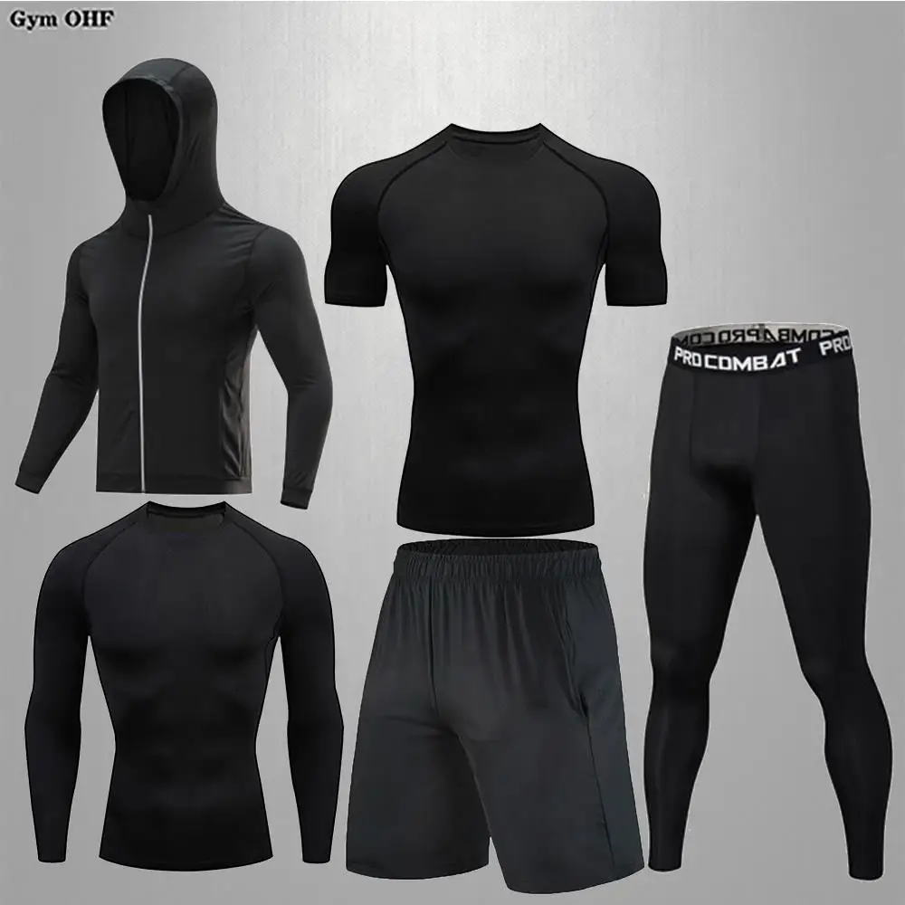 

Men's Sports Suit Gym Fitness Compression Sportswear Set Running Jogging Sport Wear Clothes Exercise Rashguard MMA Tracksuit Men