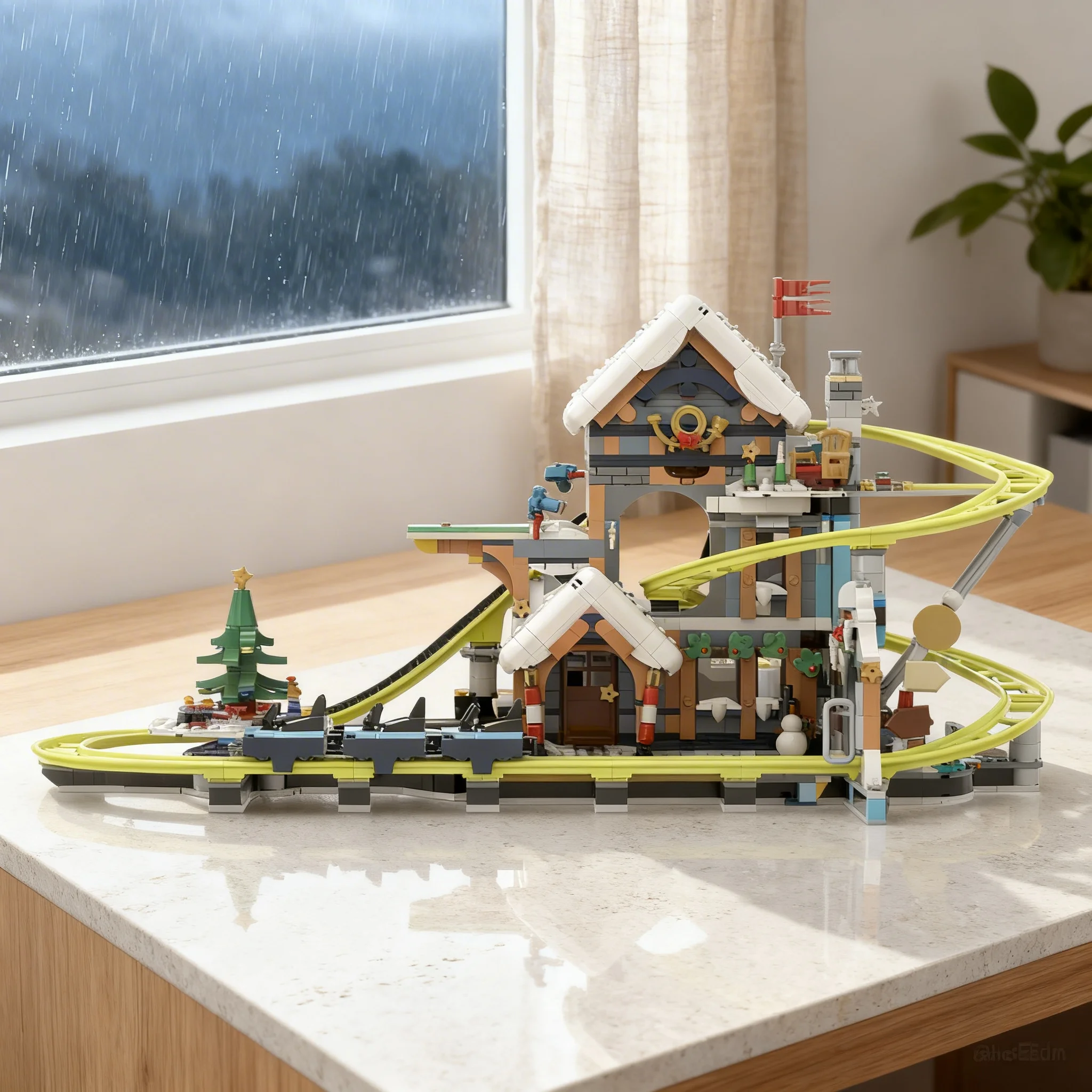 1783pcs MOC Santa Post Office Roller Coaster Classic Collection Model Building Blocks Design Parts Bundle Compatible Toy Gift