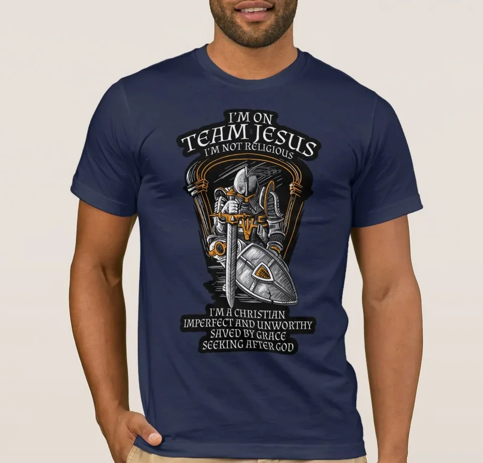 I'm on Team Jesus I'm Not Religious. Knights Templar Crusader T-Shirt 100% Cotton O-Neck Summer Short Sleeve Casual Mens T-shirt