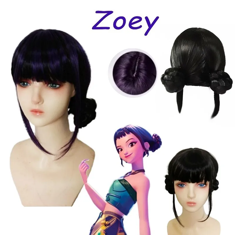 2025 Kid Anime Kpop Demon Hunters Perücken synthetische Cosplay für Rumi Mira Zoey Cosplay Perücken WigCap Weihnachten Halloween Cosplay Perücken