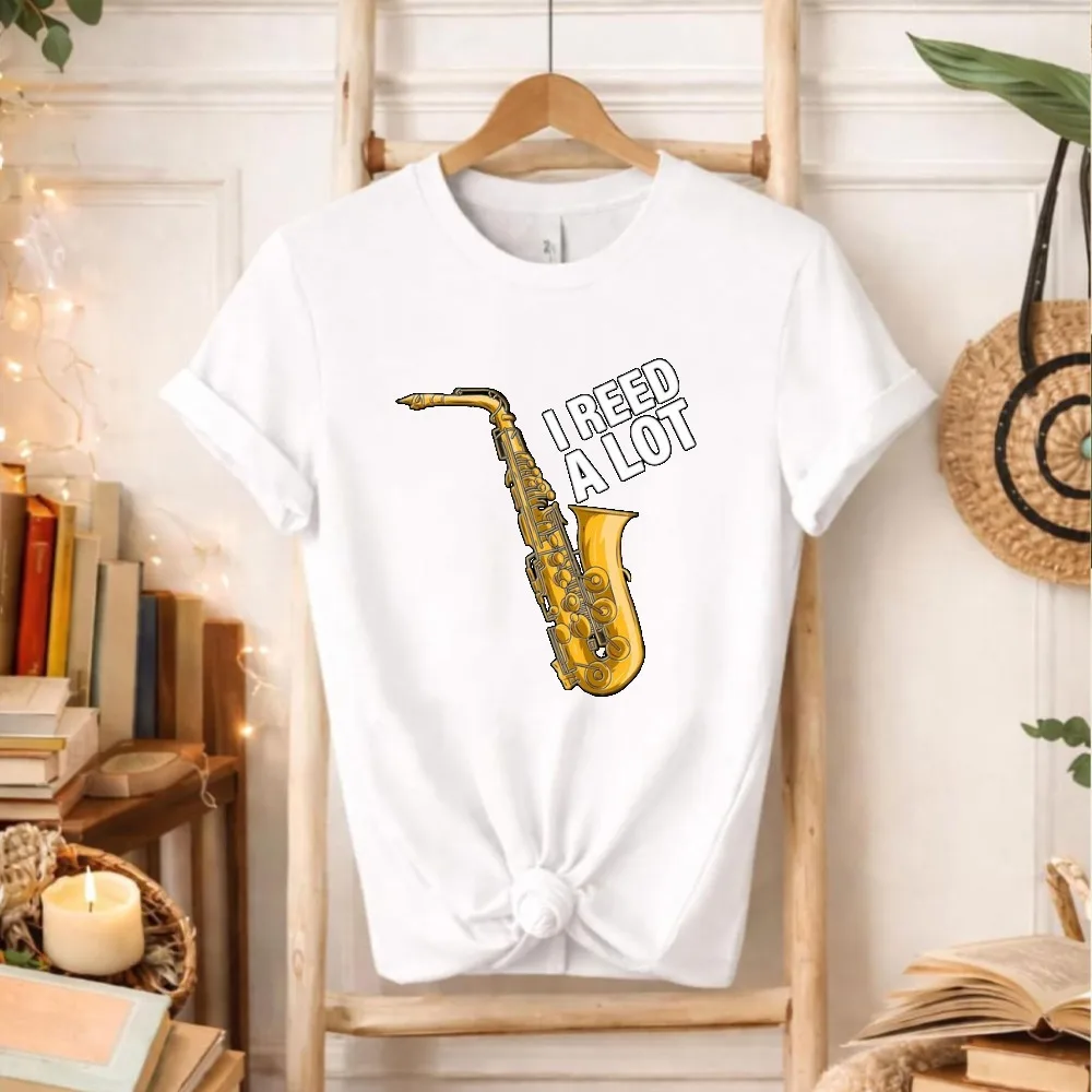 I Reed A Lot Shirt Funny Saxophone T-Shirt Saxophone Player Tee Music Band Tee Tops Single-Reed Woodwind Instrument Jazz Lover