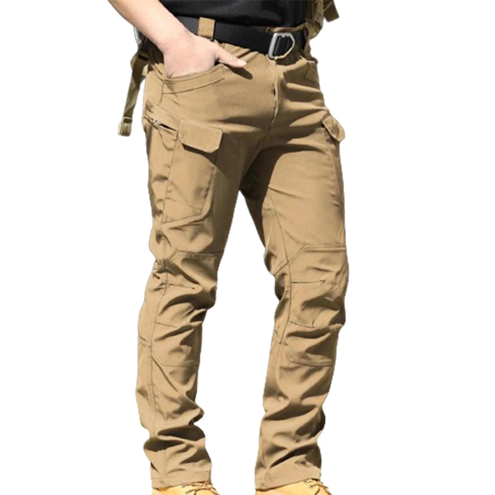 2025 Fashion Male Cargo Pants Solid Color Multi-Pockets Waterproof Trousers Men's Fall Casual Jogger Pants Sweatpants