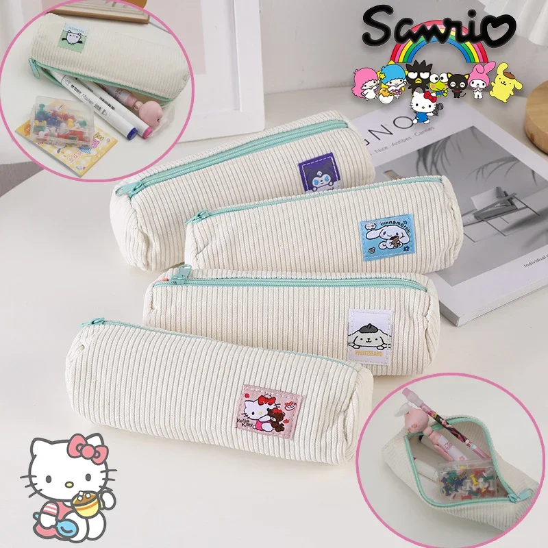 Sanrio Hello Kitty Pen Bag custodia per penna in velluto a coste borsa per penna semplice carina borse per la conservazione materiale scolastico