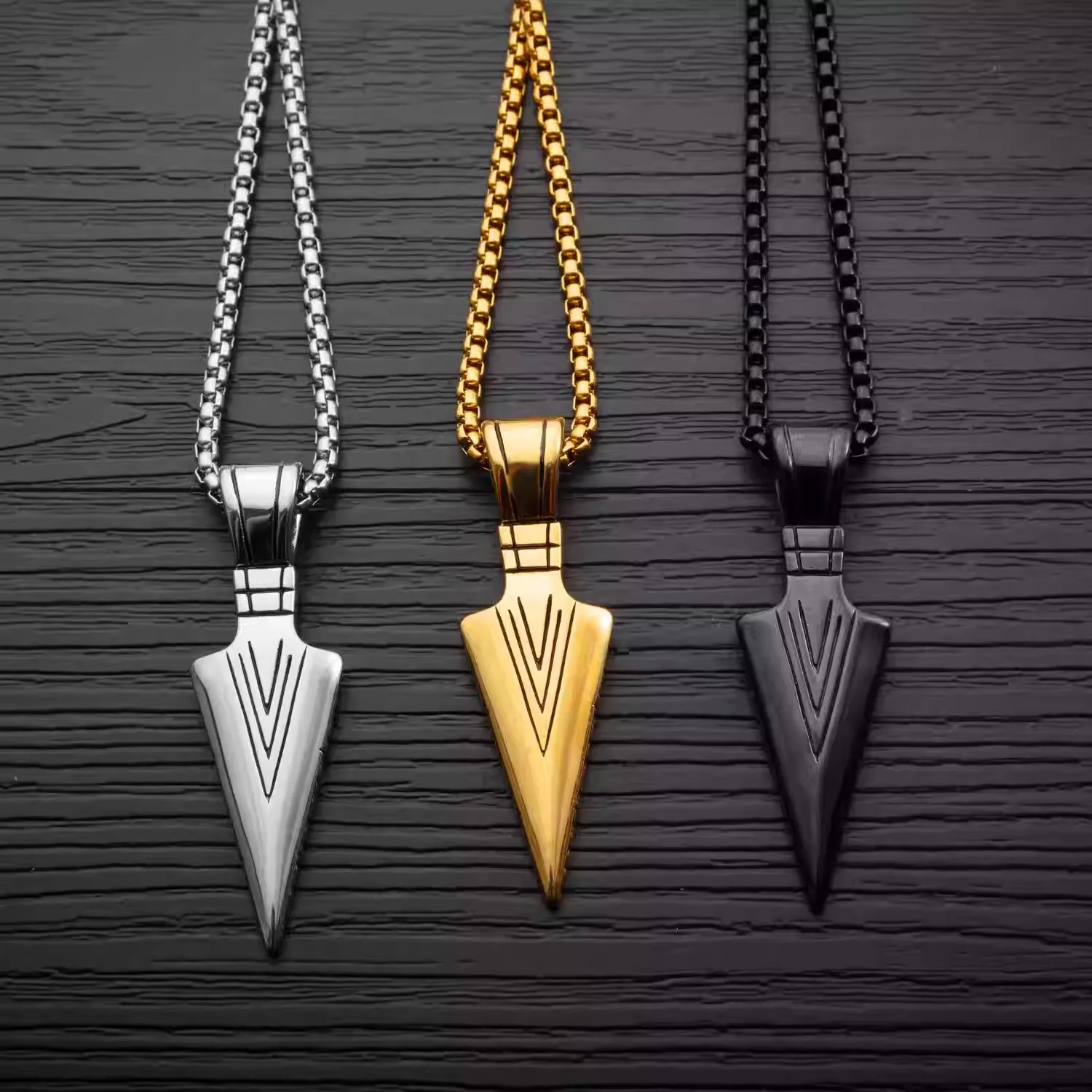 

ZAKOL Hiphop Brazil Spearhead Arrows Stainless Steel Pendant Necklaces For Men Boys Cuba Metal Clavicle Chain Choker Jewelry
