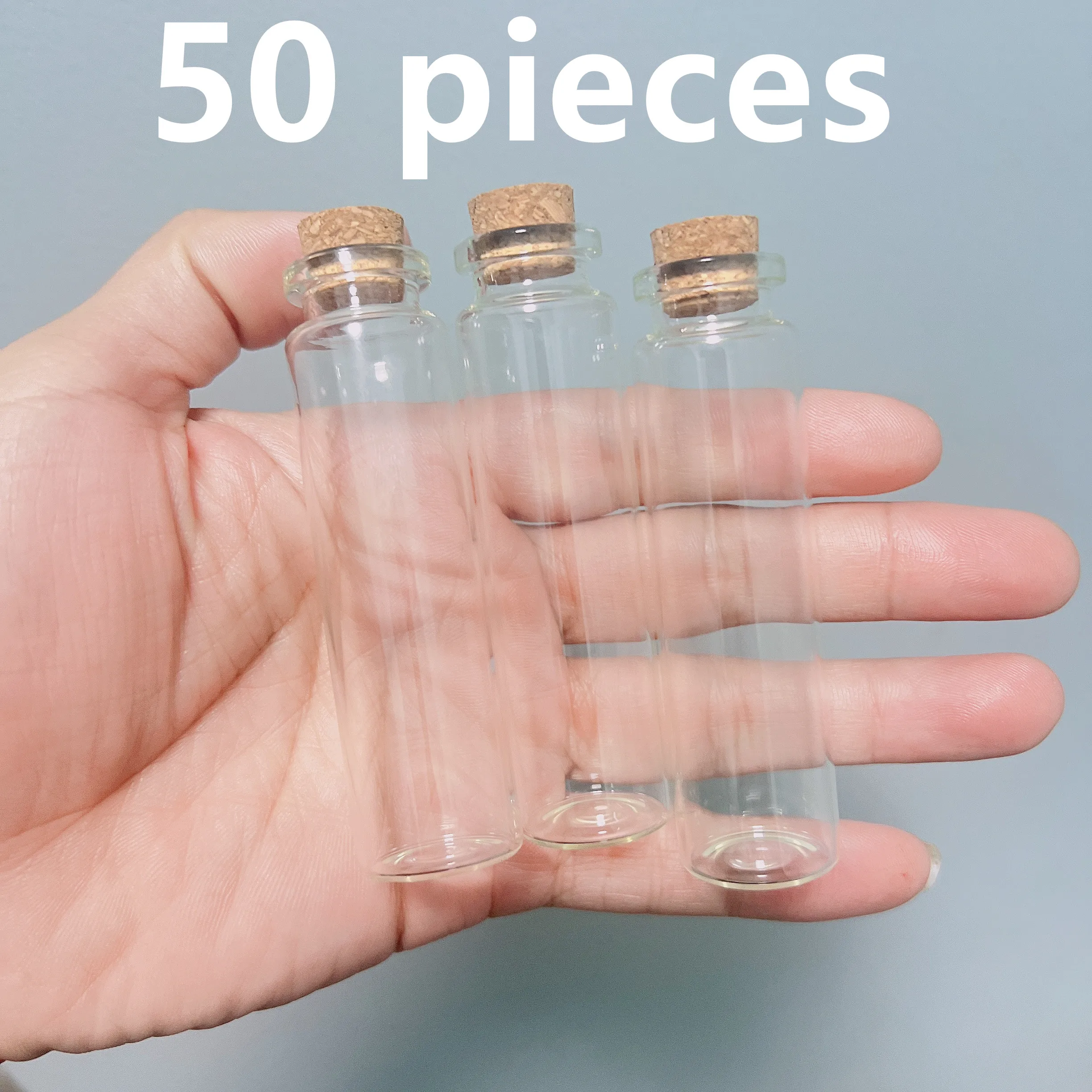 

50 PCS Cork Glass Bottle 20ml Test Tube Mini Cork Bottles Container transparent Small DIY Jars Vials Narrow mouth glass Bottles
