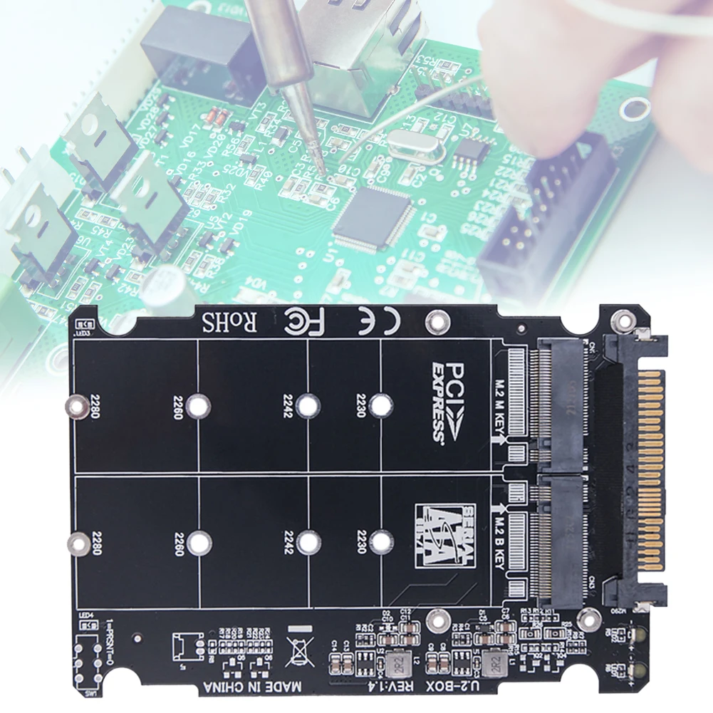 

M.2 SSD To U.2 Adapter Card M.2 NVMe SATA-Bus NGFF SSD To PCI-e U.2 Adapter 32Gbps PC-E3.0X4 with Case for Desktop Computer