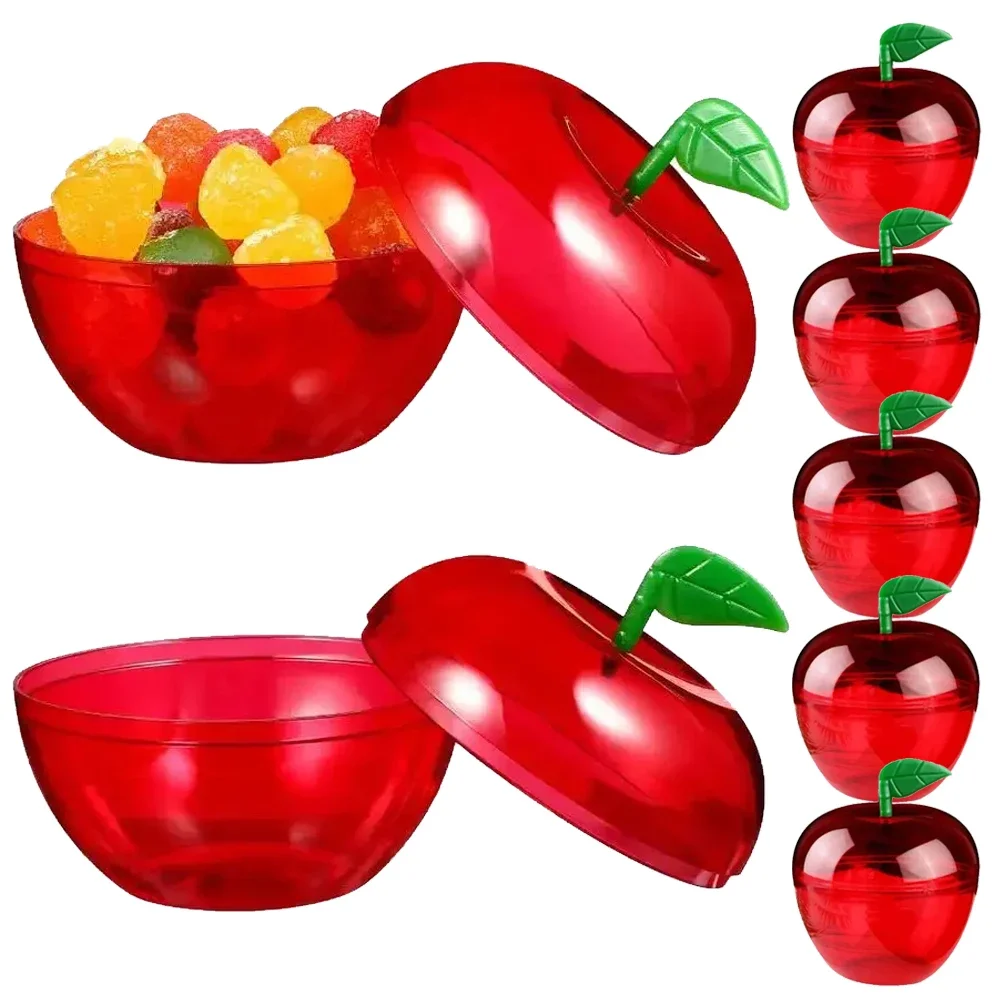 

5PCS Wedding Party Apple Candy Box Snack Container Toy Apple Shape Shatterpoof Fruit-Shaed Candy Case Christmas Party Decoration