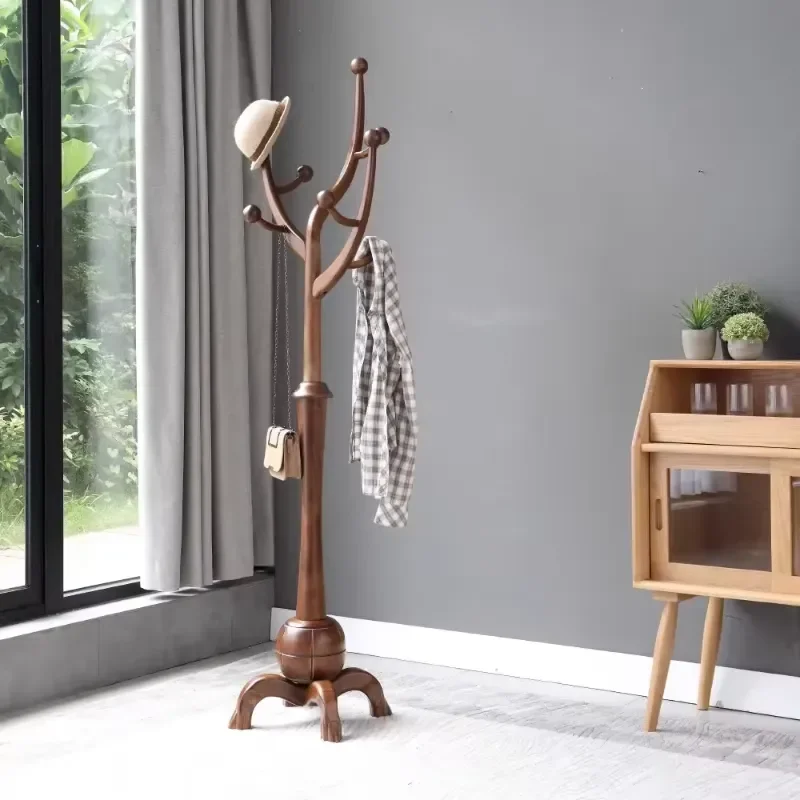 Solid Wood Hanger Dress Hanger Clothes Racks Clothing Home Furniture Bedroom Living Room Floor Single Pole Tree Shaped Coat