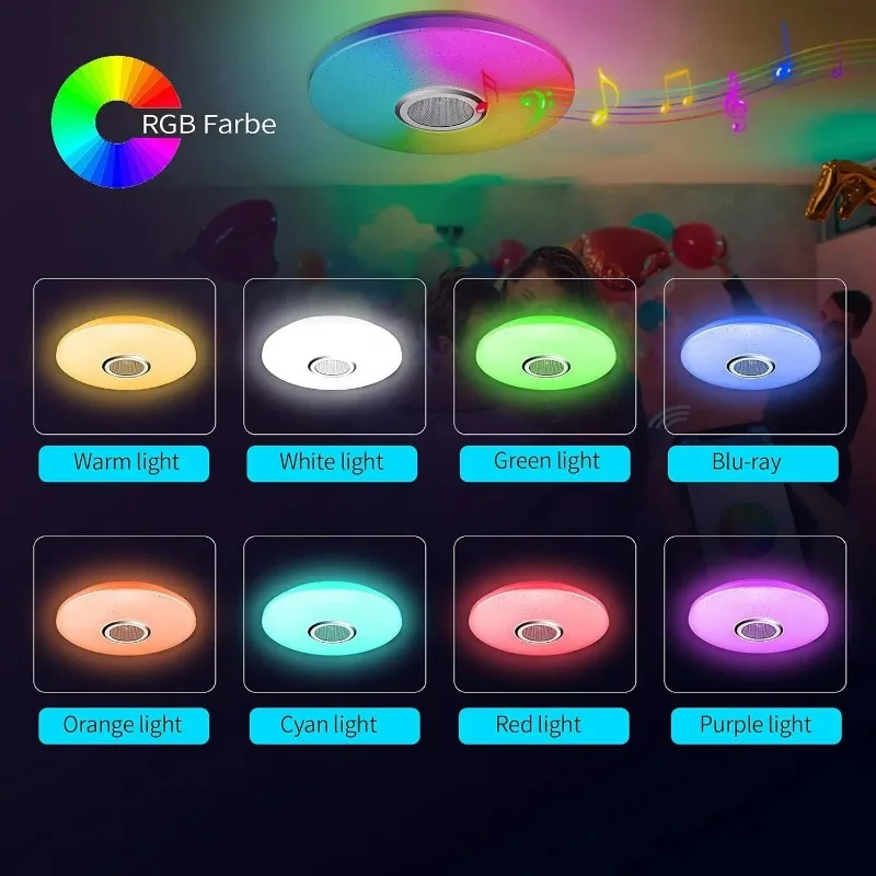 Imagem -05 - Luz de Teto Led Rgb com Bluetooth Speaker 36w e 60w Luz de Decoração Reprodução de Música Controle Remoto App Quarto