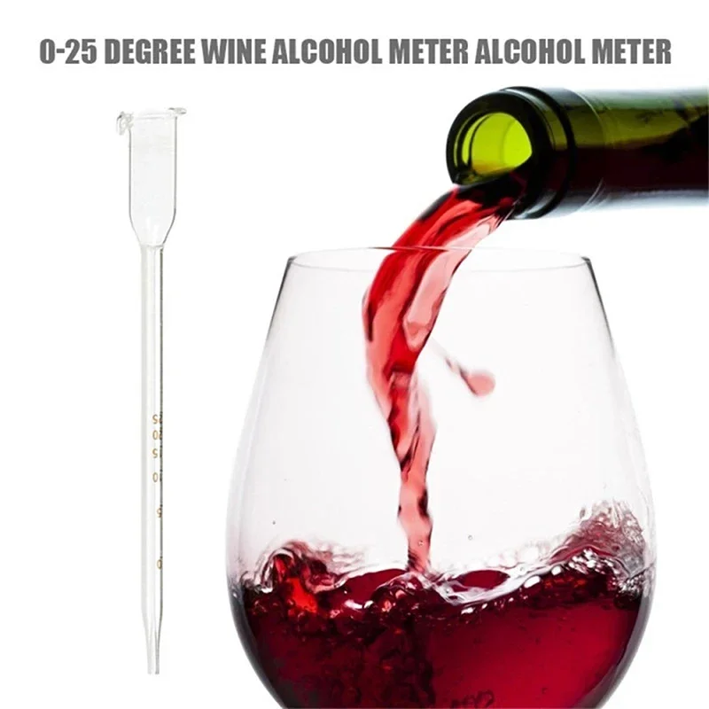 1PC Transparent Wine Alcohol Meter Fruit Wine Rice Wine Concentration Meter Wine Meter Alcohol Meter 25 Degree Glass Vinometer