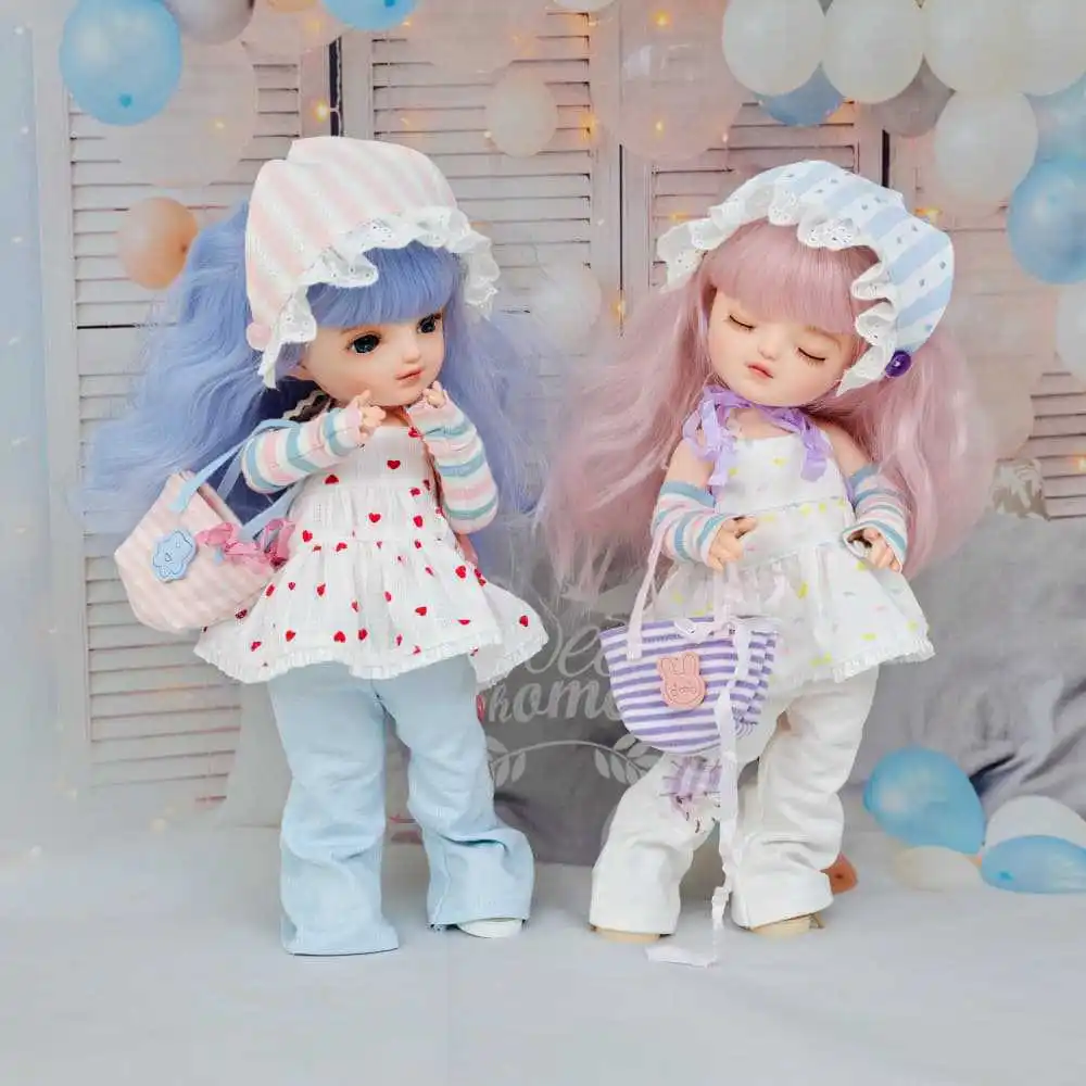

33cm Full Ceramic Bjd Cute Girl Toy Doll Pink and Blue Hair Tide Play Ornament Holiday High-end Gift Collection