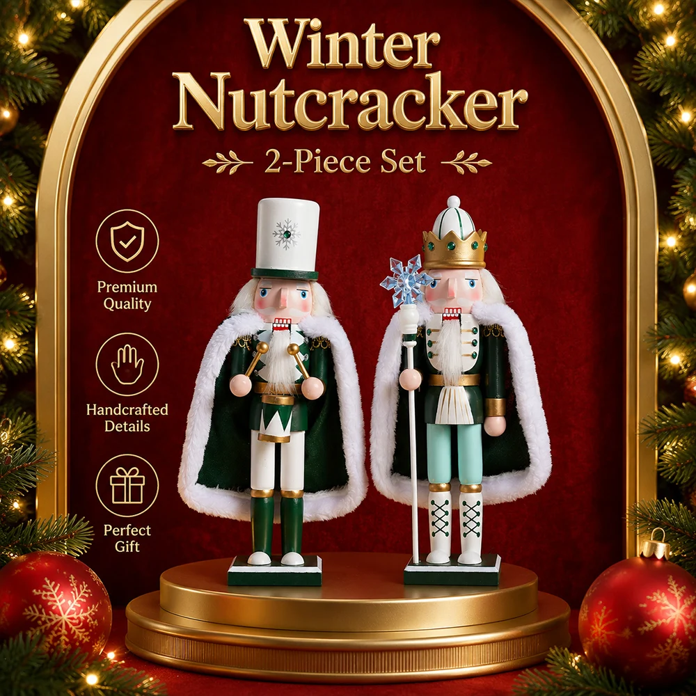 30CM Nutcracker Miniature Wooden Nutcracker Puppet Ornament Desktop Decoration Cloak Walnut Soldier Christmas Home Decoration