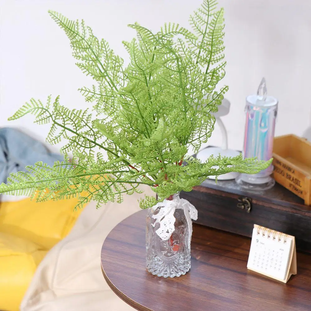 Creative Realistic Artificial Fern Greenery Plants Plush Handmade Fishtail Pine Fern Leaves 45cm 7 Fork Fake Plants Living Room