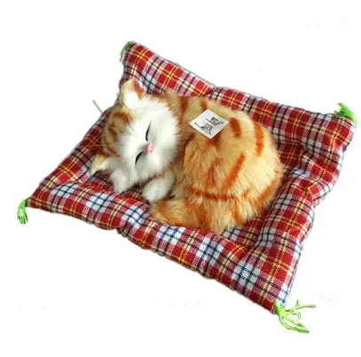 

Realistic Sleeping Cat Plush Ornament Car Dashboard Decor Animal Fabric Pad Home Vehicle Accessory