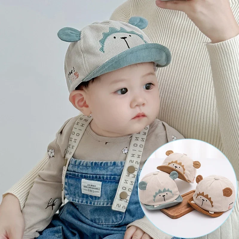 

Cute Baby Duck Tongue Hat Autumn Corduroy Toddler Baseball Cap Cartoon Bear Kids Sunshade Visors 6-24Month Boy Girl Peaked Hats