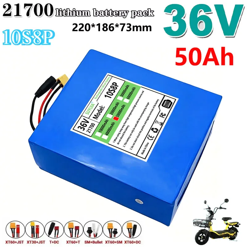 Batterie au lithium 10S8P 36V 50AH 21700, 1500W, haute puissance, BMS intégré pour le stockage d'énergie de secours