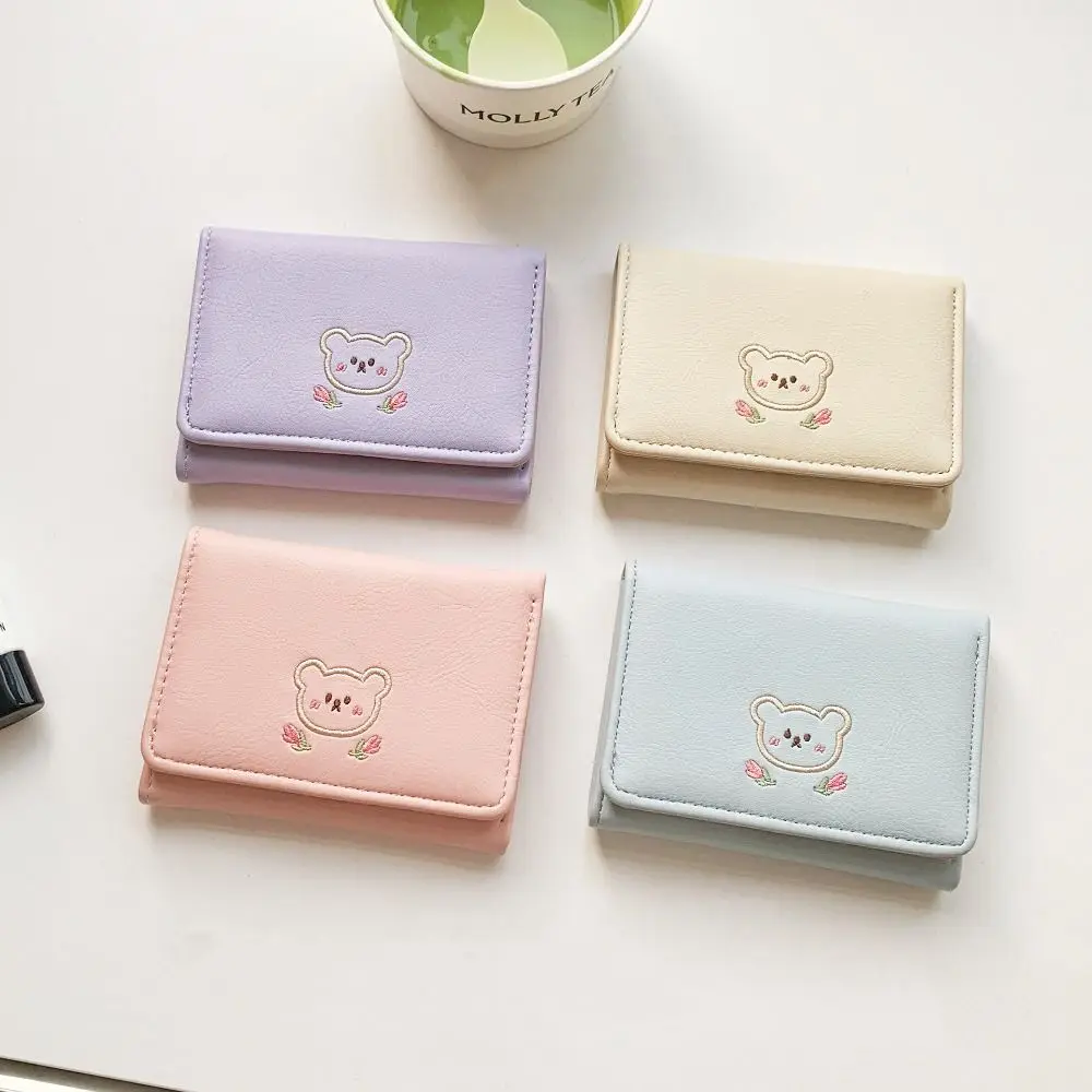 

Милые кавайные милые тройные кошельки с несколькими слотами для карт, портативный женский держатель для карт, сумка для денег из искусственной кожи, женский кошелек для монет