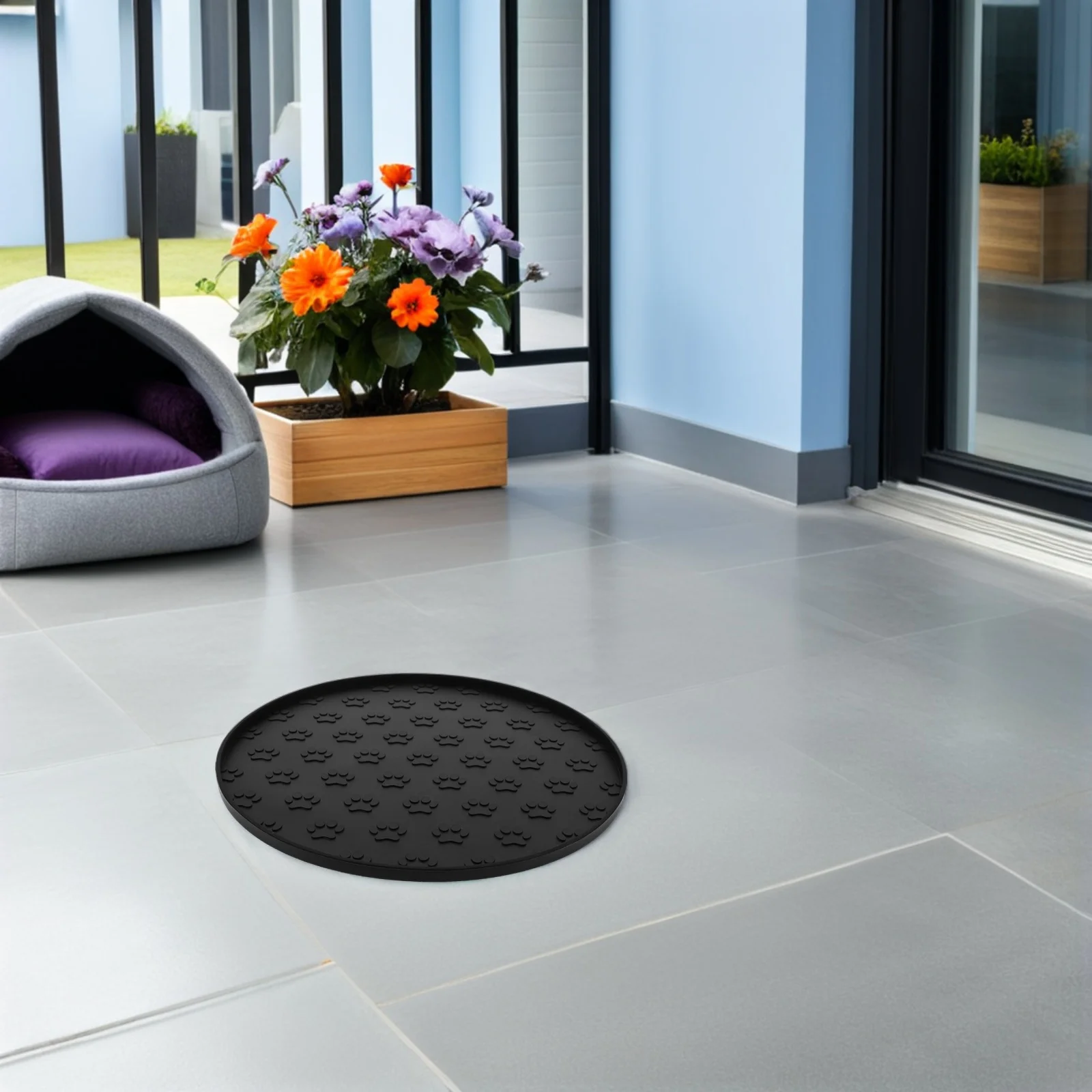 حصيرة تغذية الحيوانات الأليفة المستديرة المصنوعة من السيليكون مقاومة للماء بحواف مرتفعة لأطباق طعام القطط والكلاب غير قابلة للانزلاق وسهلة التنظيف من السيليكون لأطباق الكلاب #1