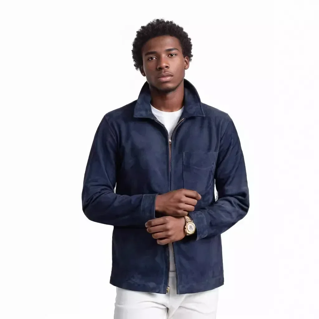 

Pop New American Men's Solid - Color Suede Fleece Stand - Collar Zipper Cardigan Leisure Outerwear For Spring And Autumn S-XXL