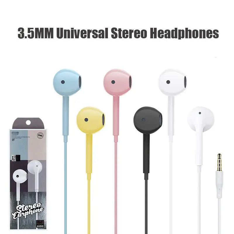 Macaron Color cuffie a filo controllato con microfono Subwoofer In linea auricolari musicali chiamate In vivavoce cuffie ergonomiche