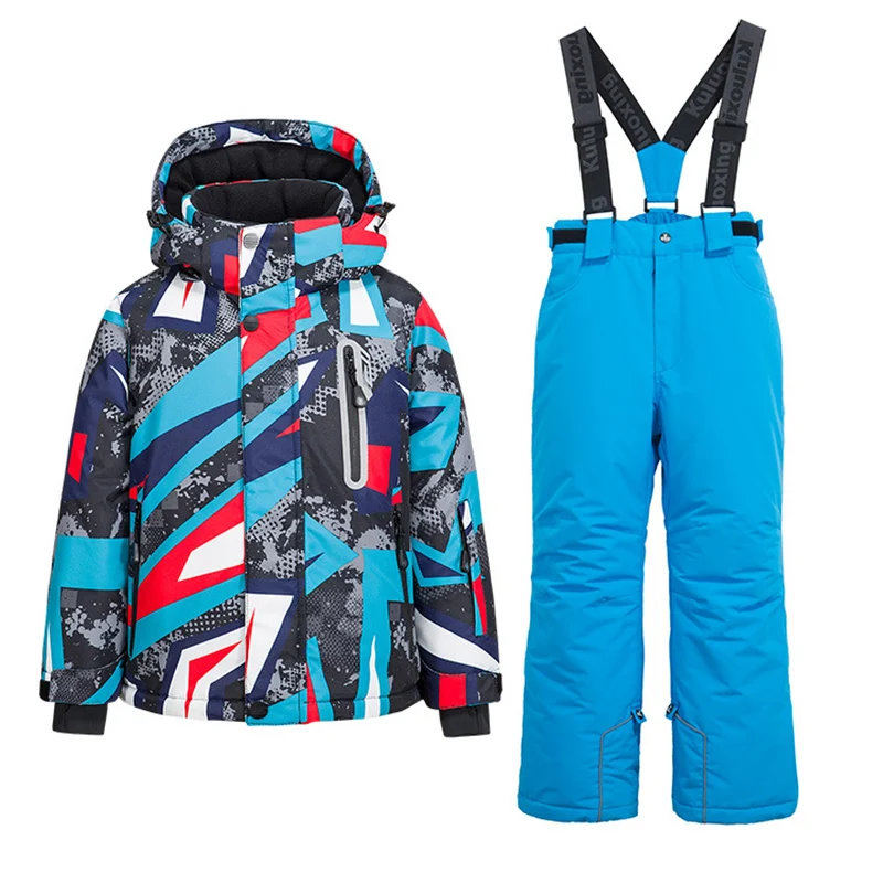 -30℃ Boy girl skiing suit waterproof 5 6 7 8 9 10 11 12 13 14 15 year old children's snow clothing Warm snowboarding Coat pant