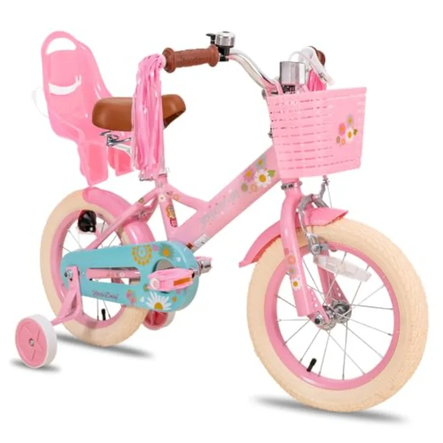 

bike for ages 2-7, steel frame, pink/blue/red/green, lightweight design with doll seat streamers for girls, flag number plate f