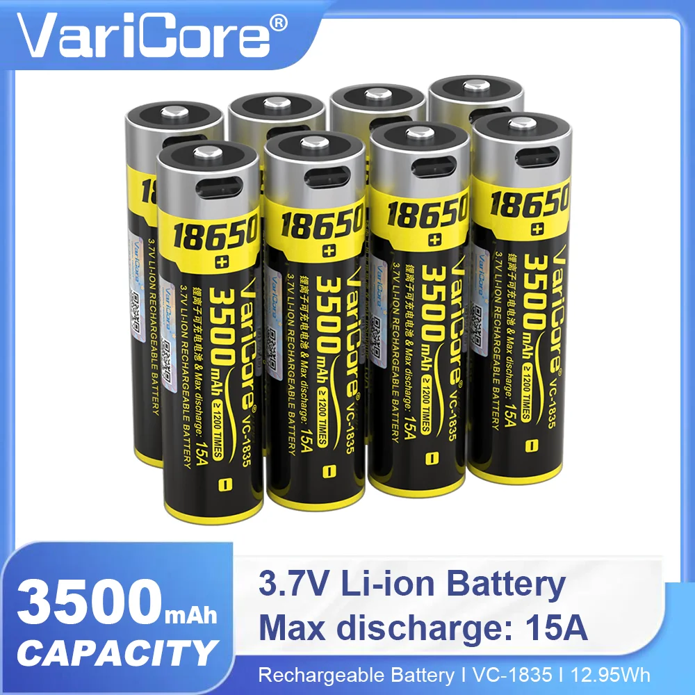 1-36 قطعة VariCore جديد VC-1835-USB Type-C 18650 3500mAh 3.7V بطارية ليثيوم قابلة للشحن لمصباح يدوي