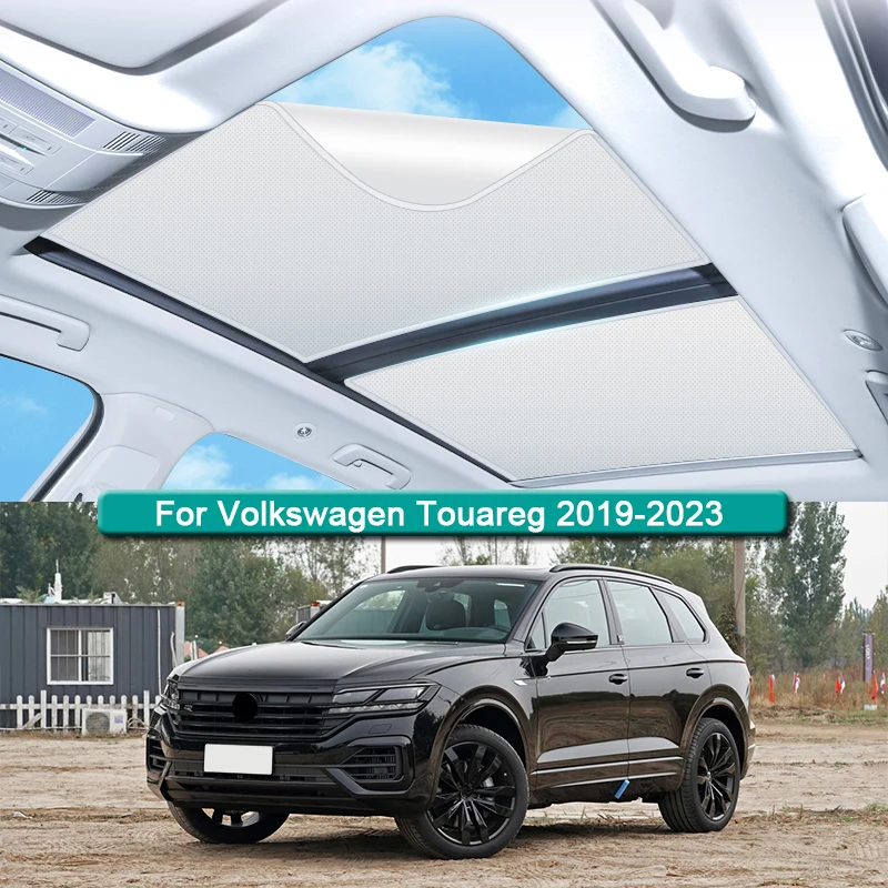 For Volkswagen Touareg 2019-2022 2023 Electrostatic Adsorption Car Roof Sunshade Skylight Blind Shading Windshield Sunroof Cover