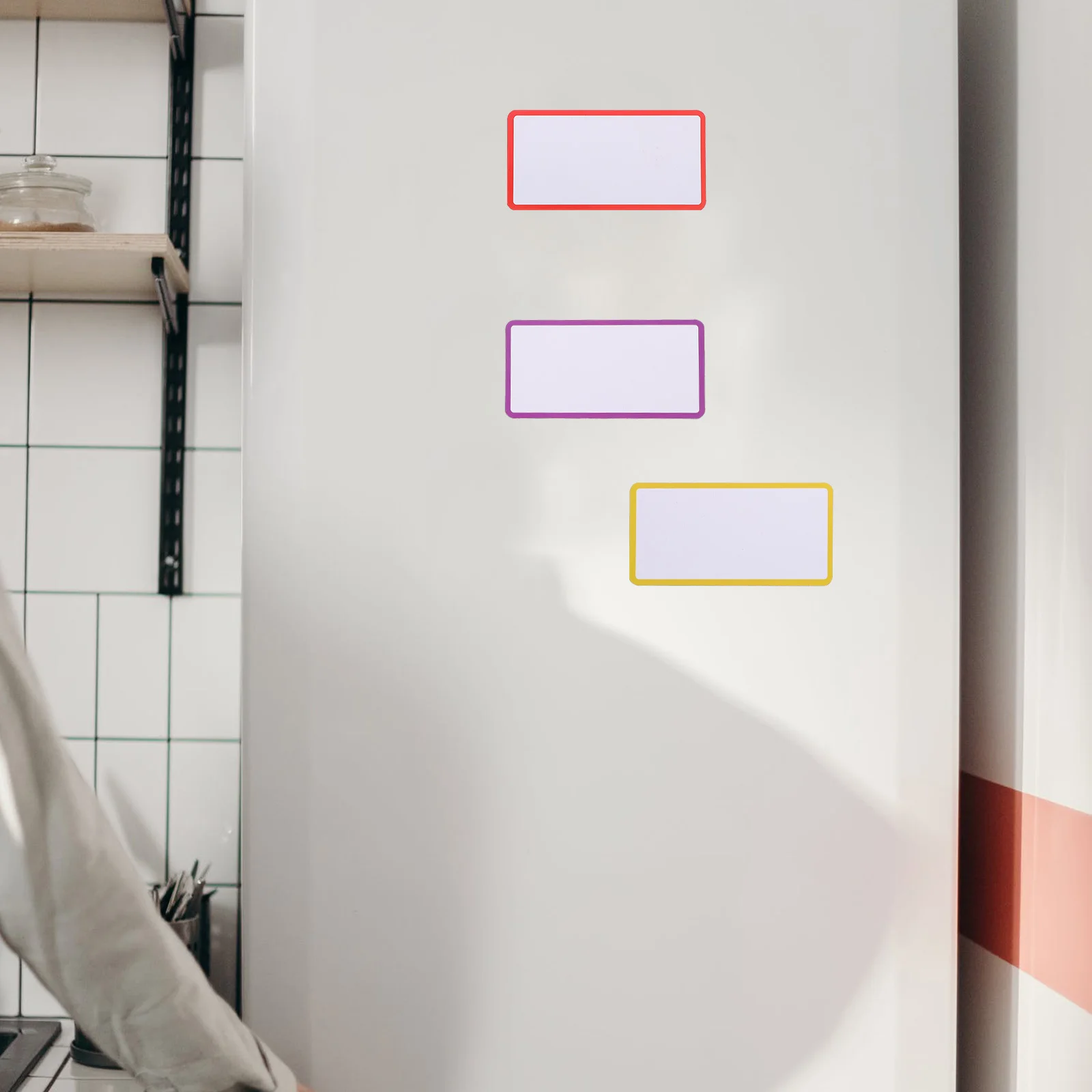 

48pcs Magnetic Label Stickers Reusable Writable Dry Erase Chalkboard Surface Colorful Border For Refrigerator Whiteboard Locker