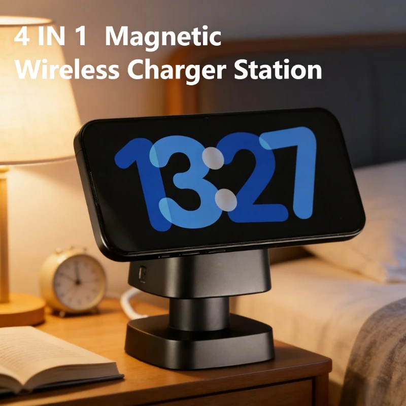 

4 in 1 Magnetic Light Wireless Charger Stand For Magsafe iPhone 17 16 15 14 13 12 Pro Max Apple Watch 9 8 Airpods Fast Charging