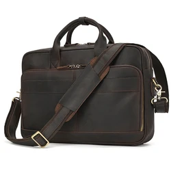 Maleta de couro real para homens, bolsa de negócios vintage, bolsa de trabalho, bolsa de computador, design de moda