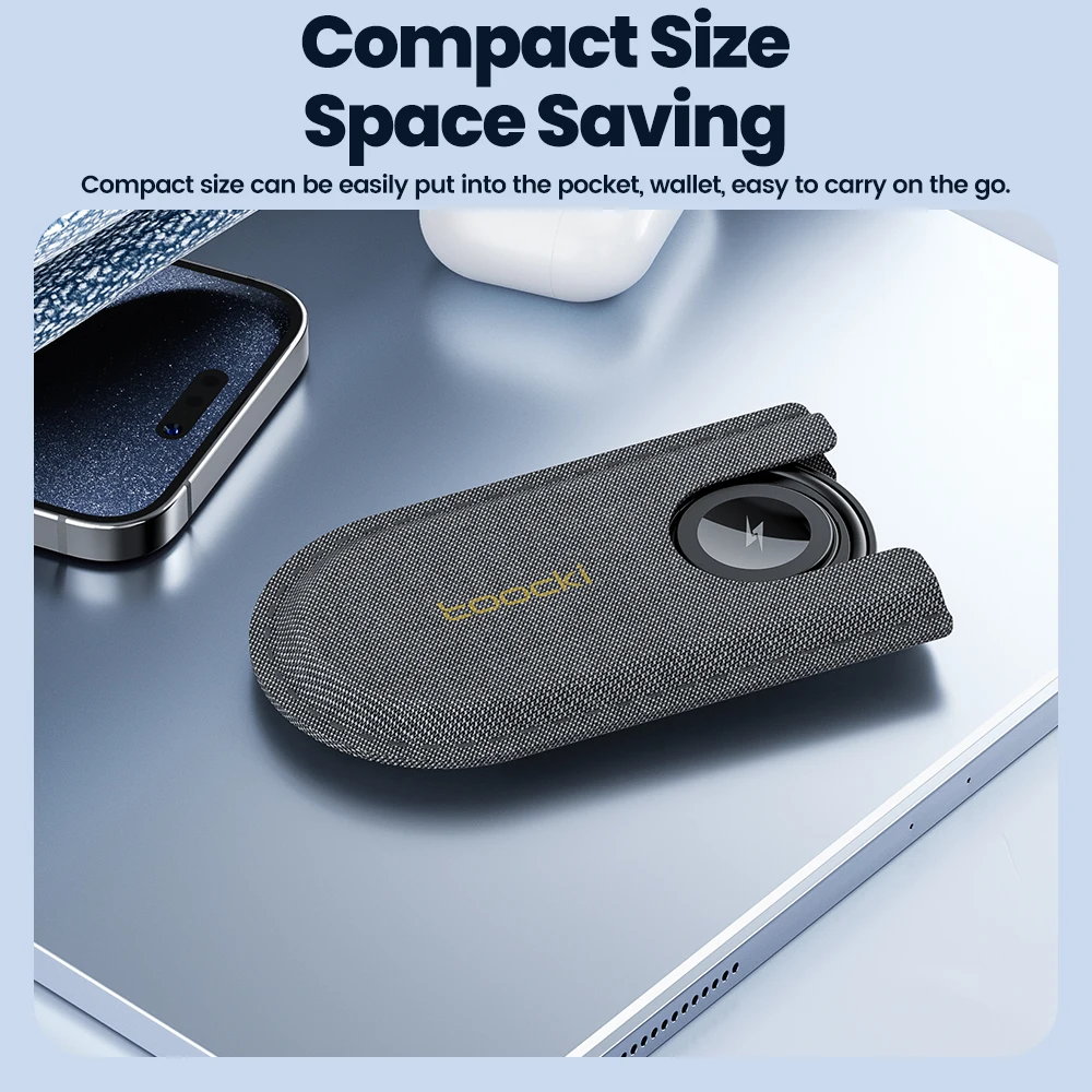 Toocki 3A Type C Cable Fast Charging Pack Multi-Functional Portable Storage Box with Wireless Charger USB/iP Adapter SIM Toolkit