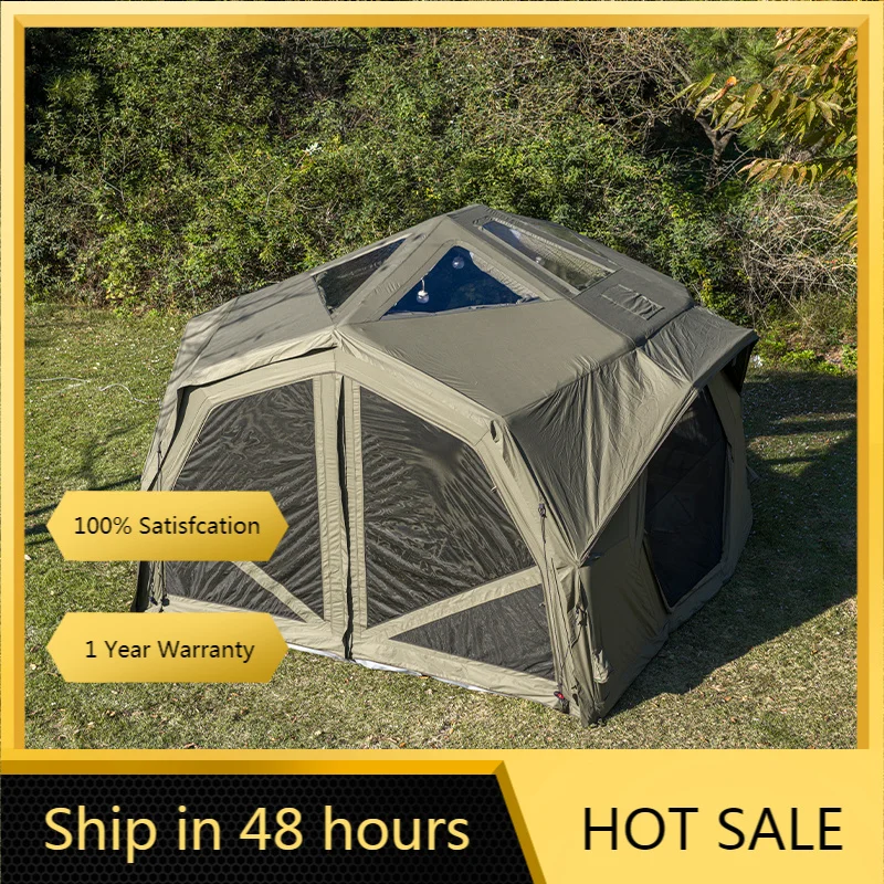 Army Green Coody Hubshelter Pro Inflatable Tent, Cotton Outdoor Travel Glamping Shelter